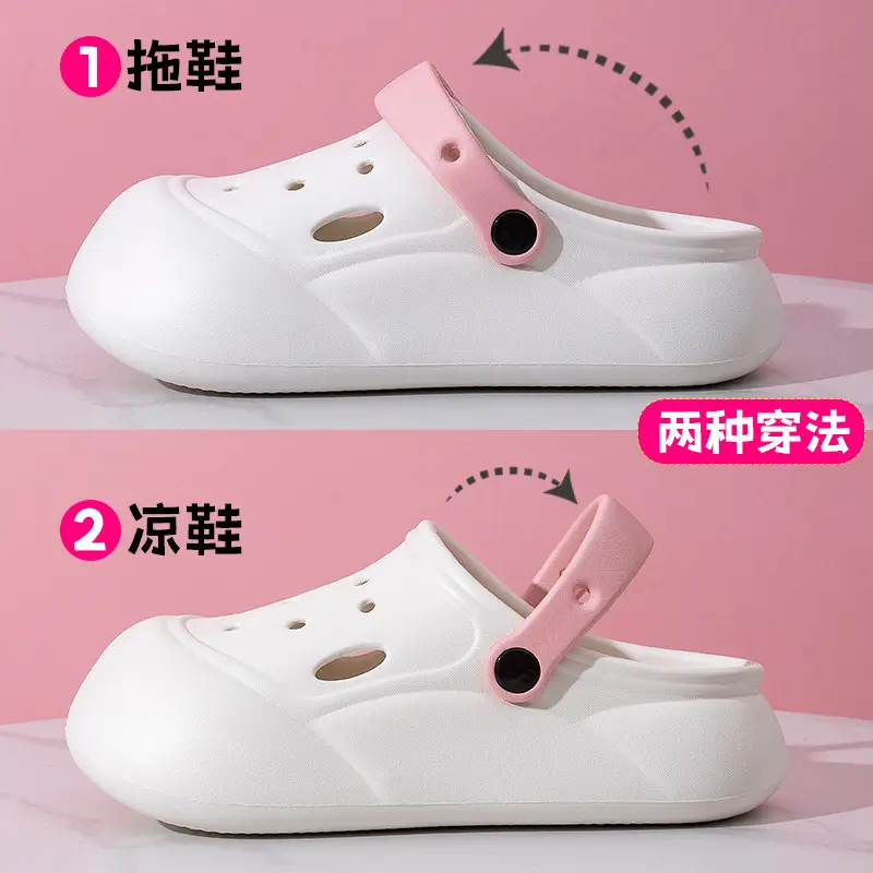 Women's High Heel Thick Sole Cave Shoes Women's New Non-Slip Beach Heightened Baotou Sandals Slippers Women's Summer Outer Wear - Image 6