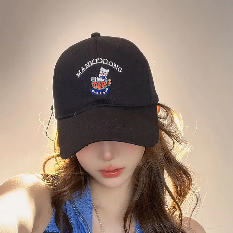 Women Cartoon Cap Sun Hat Bear Design Black - Image 11
