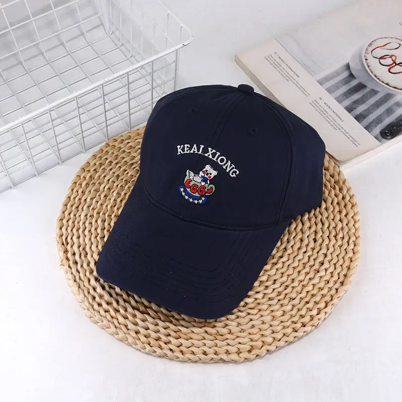 Women Cartoon Cap Sun Hat Bear Design Black - Image 5