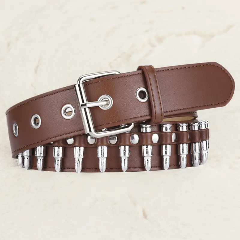Brown Retro Bullet Belt for Women Men