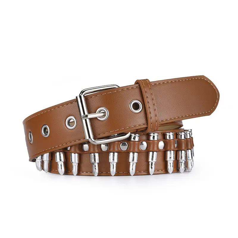 Brown Retro Bullet Belt for Women Men — feature 10