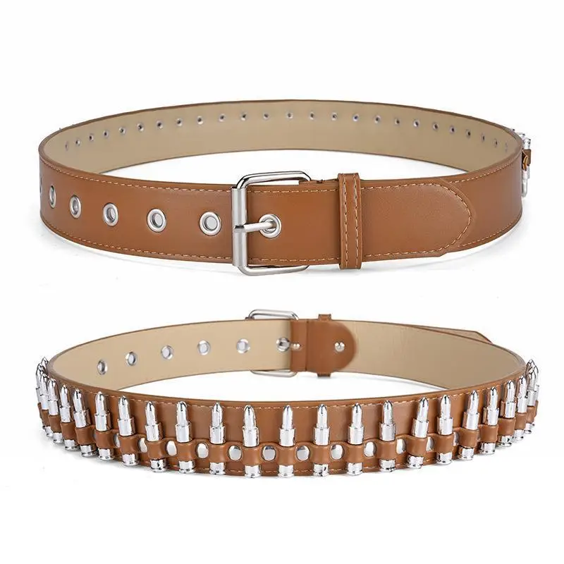 Brown Retro Bullet Belt for Women Men — feature 12