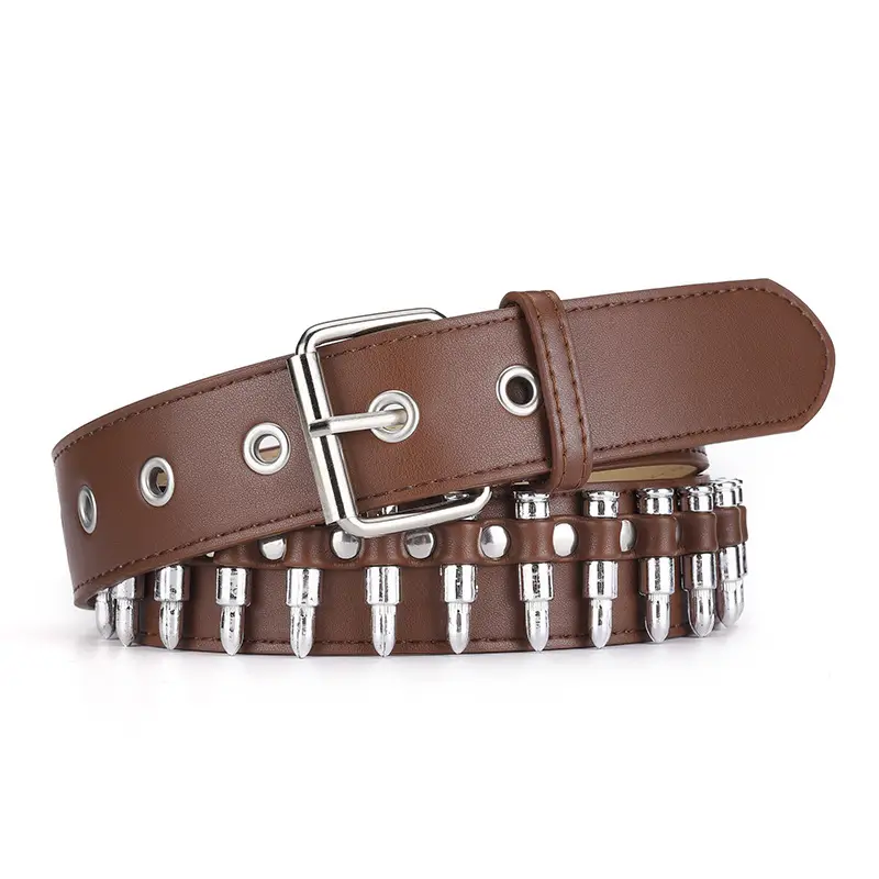 Brown Retro Bullet Belt for Women Men