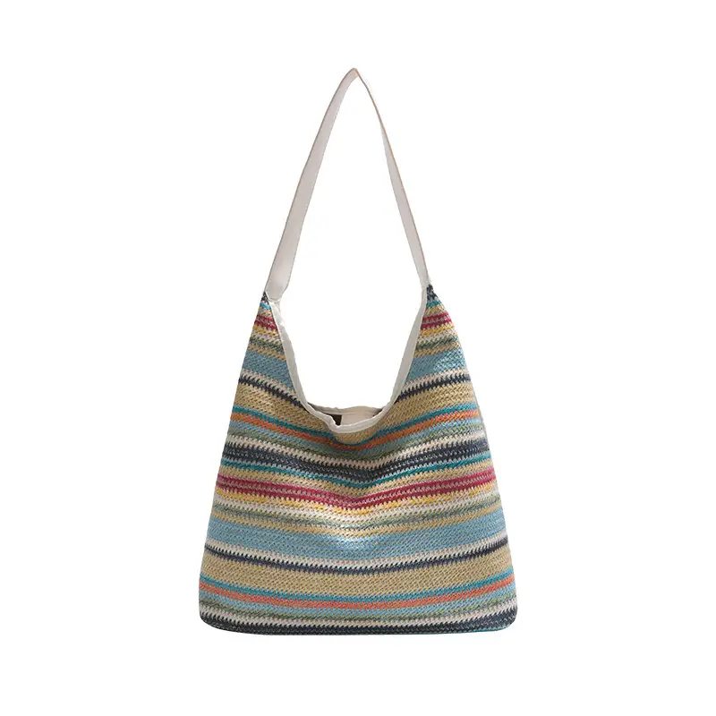 Women's Multi-Color Woven Shoulder Bag Large Capacity - Image 6