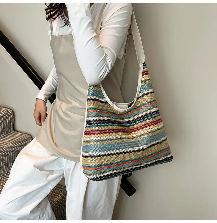 Women's Multi-Color Woven Shoulder Bag Large Capacity — feature 20