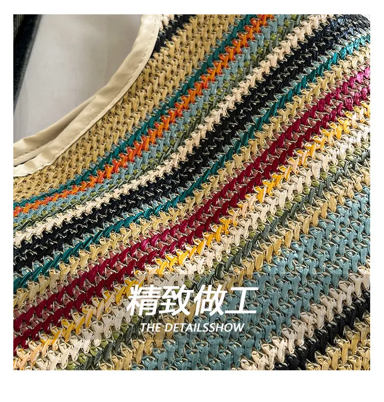 Women's Multi-Color Woven Shoulder Bag Large Capacity — feature 9