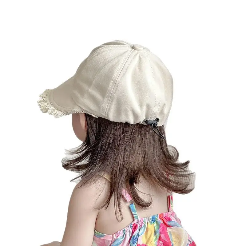 Black Floral Baby Cap with Lace Trim - Image 8