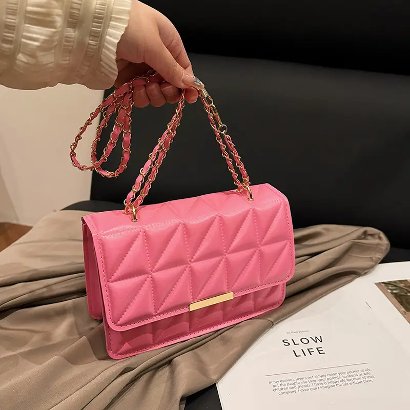 Cream Quilted Chain Shoulder Bag for Women