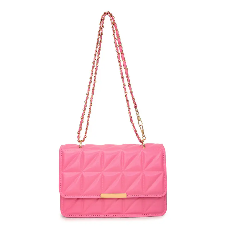 Cream Quilted Chain Shoulder Bag for Women