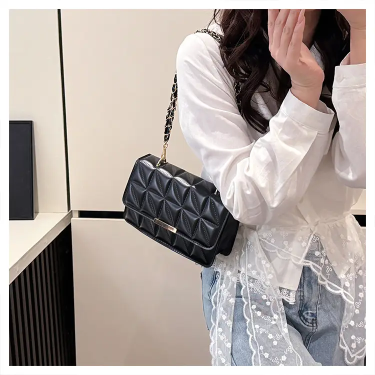 Cream Quilted Chain Shoulder Bag for Women — feature 25