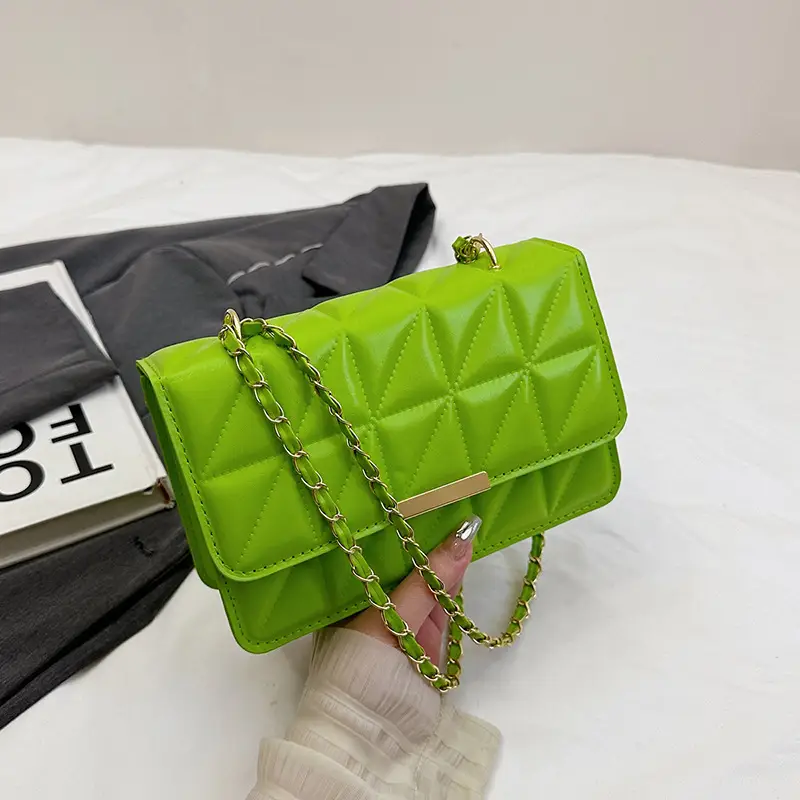 Cream Quilted Chain Shoulder Bag for Women