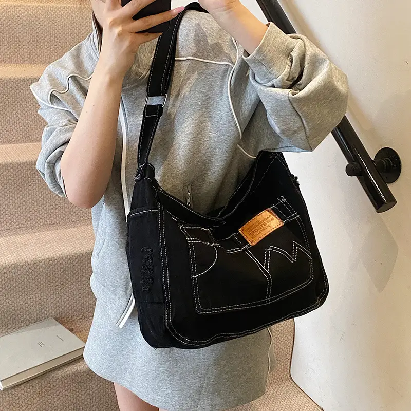Light Blue Denim Crossbody Shoulder Bag for Women - Image 5