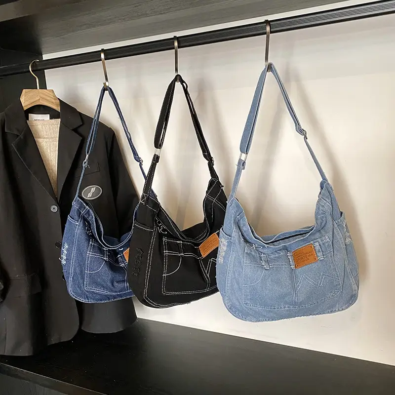 Light Blue Denim Crossbody Shoulder Bag for Women - Image 7