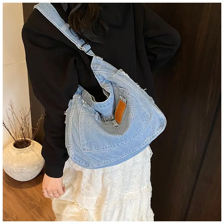 Light Blue Denim Crossbody Shoulder Bag for Women — feature 13