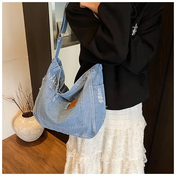 Light Blue Denim Crossbody Shoulder Bag for Women — feature 14