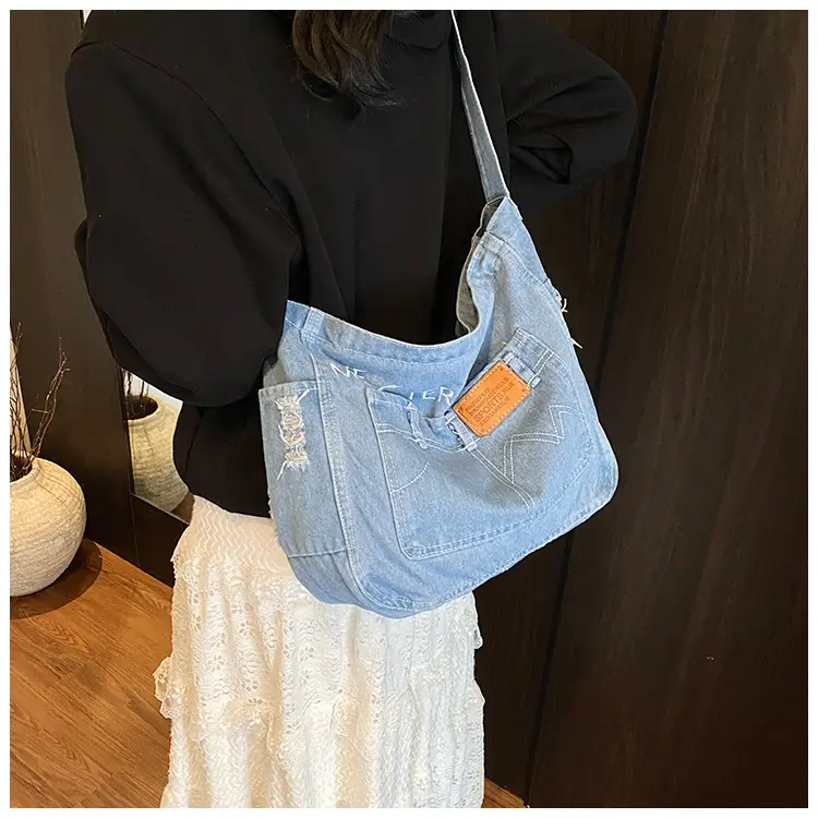 Light Blue Denim Crossbody Shoulder Bag for Women — feature 16