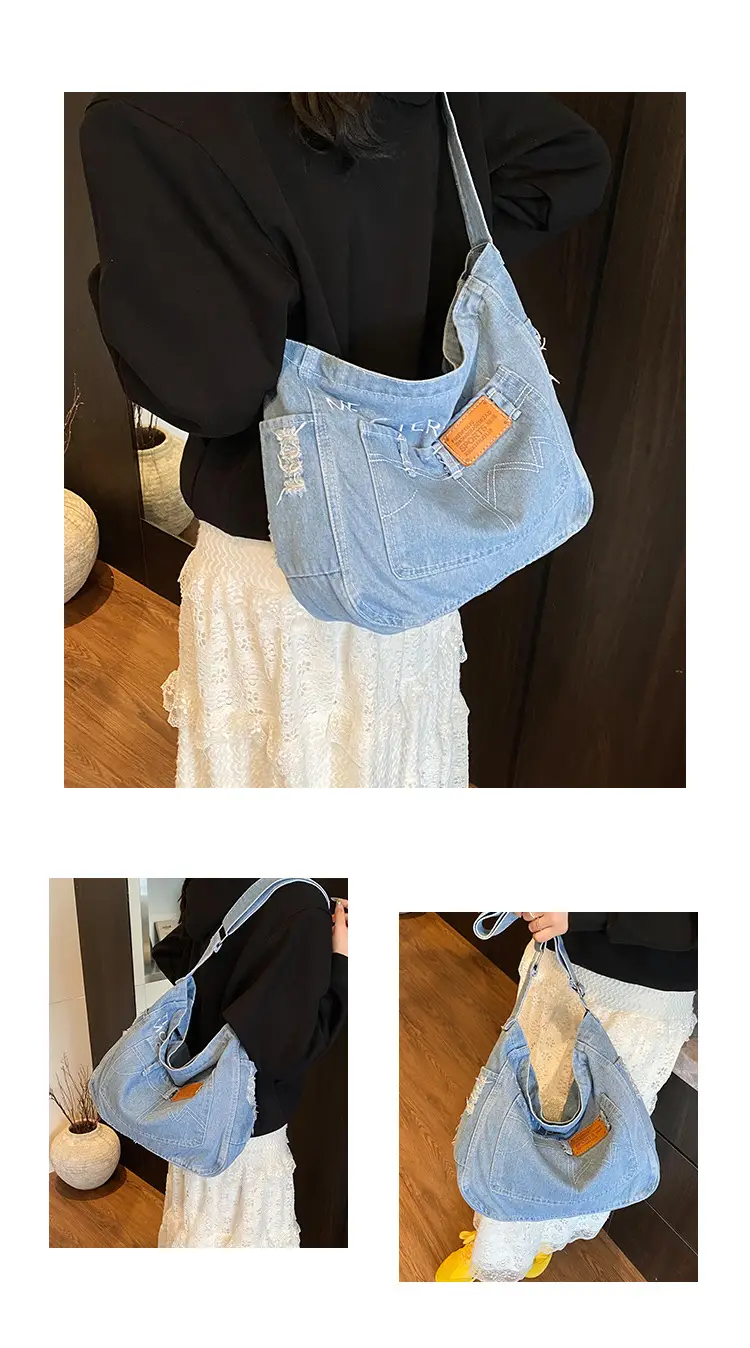 Light Blue Denim Crossbody Shoulder Bag for Women — feature 17