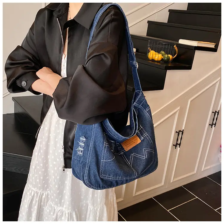 Light Blue Denim Crossbody Shoulder Bag for Women — feature 9