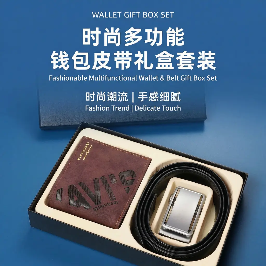 Men's Leather Belt Wallet with Automatic Buckle — feature 1