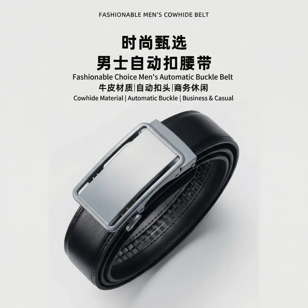 Men's Leather Belt Wallet with Automatic Buckle — feature 6
