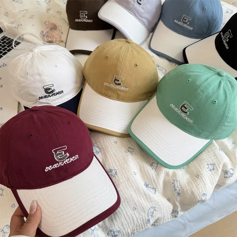 Women's Gray Embroidered Baseball Cap with Wide Brim - Image 9