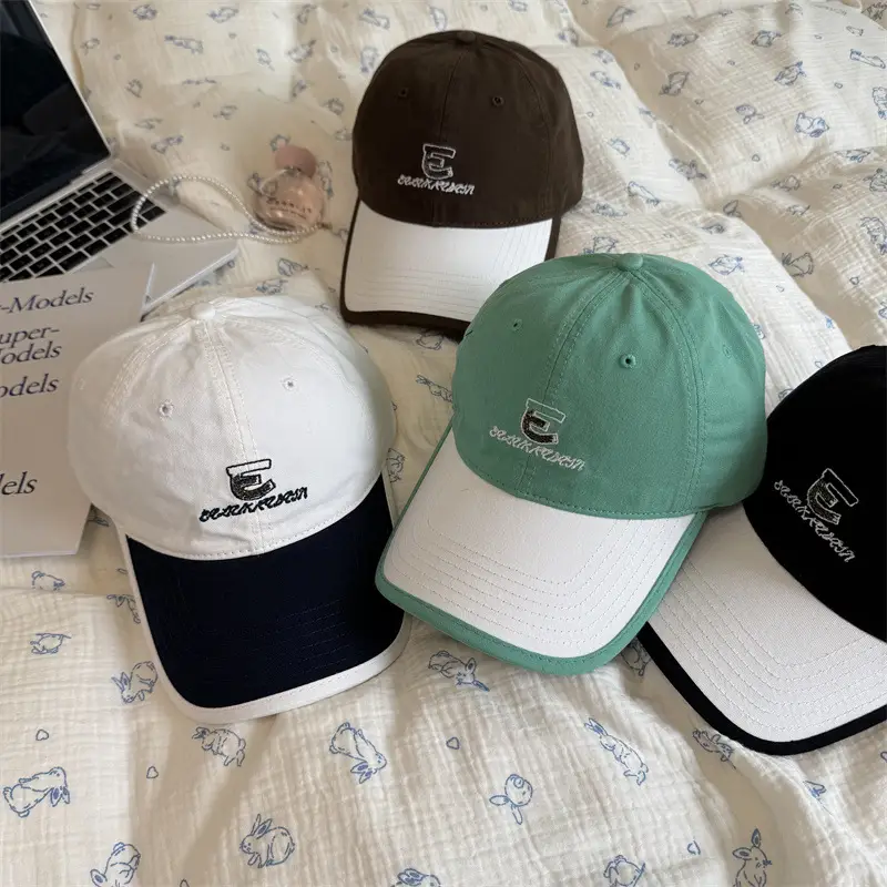 Women's Gray Embroidered Baseball Cap with Wide Brim - Image 10