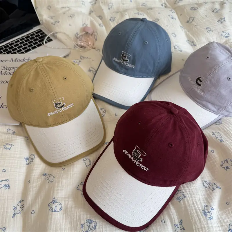 Women's Gray Embroidered Baseball Cap with Wide Brim - Image 11