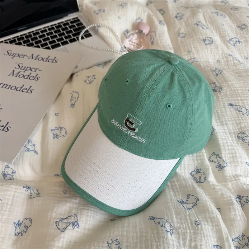 Women's Gray Embroidered Baseball Cap with Wide Brim - Image 7