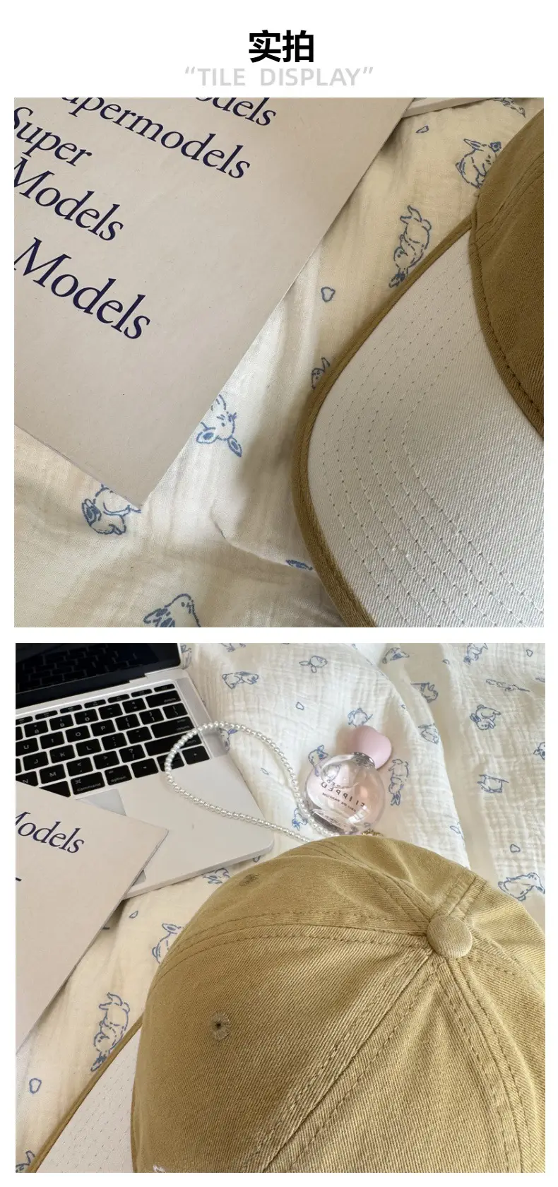Women's Gray Embroidered Baseball Cap with Wide Brim — feature 4