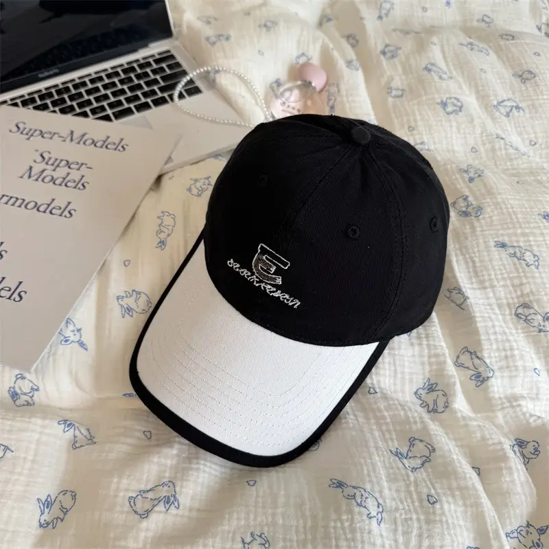 Women's Gray Embroidered Baseball Cap with Wide Brim - Image 6