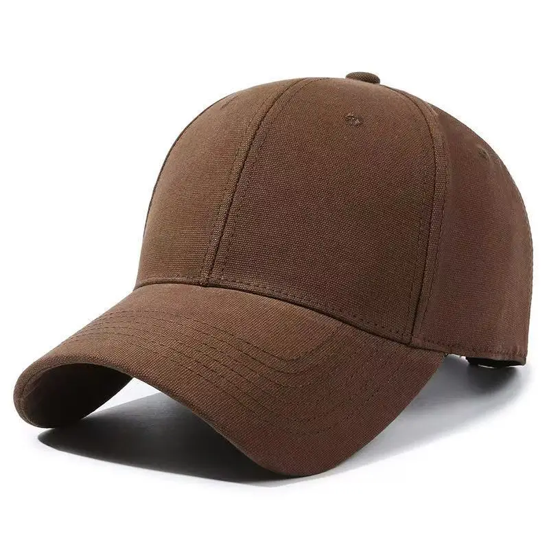 Brown Cotton Baseball Cap with Adjustable Strap