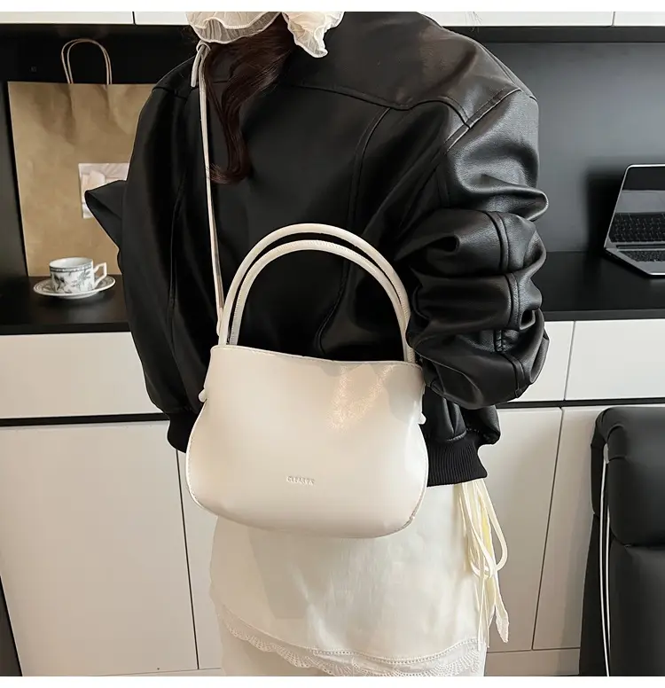 Pink Korean Handheld Bucket Bag with Crystal Bow — feature 30