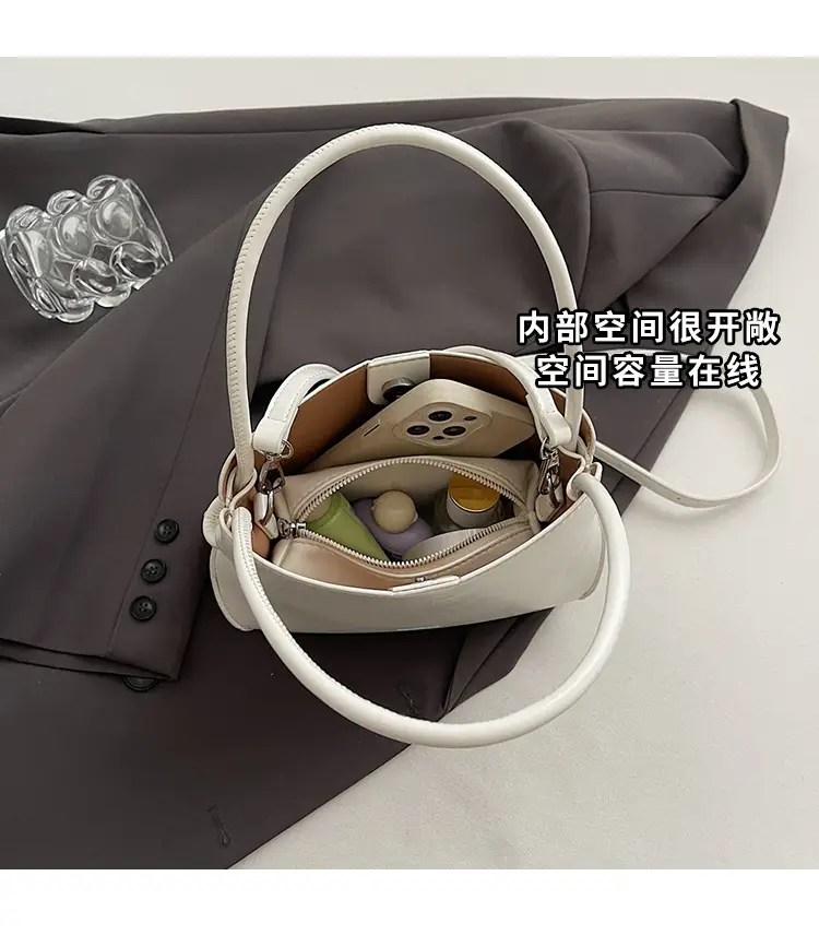 Pink Korean Handheld Bucket Bag with Crystal Bow — feature 7