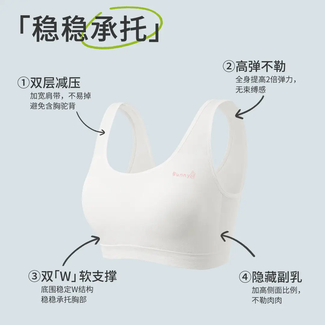 Girl's Underwear Plus Size Developing Meat Girl's 15-year-old Junior High School Senior high school Bra Student's Sports Shockproof Vest