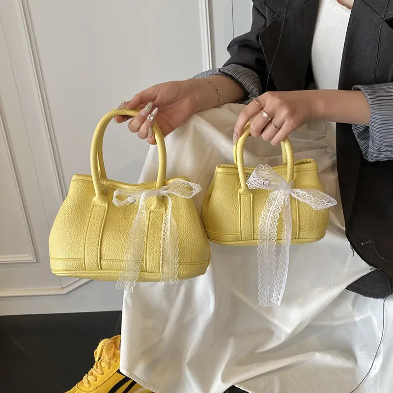 Women's Yellow Leather Bucket Bag Set 2025 Fashion - Image 14