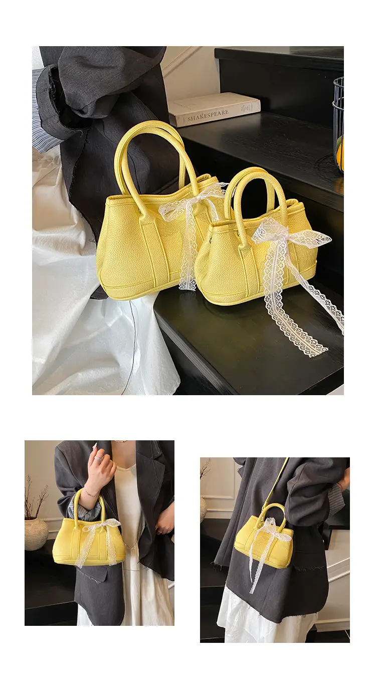 Women's Yellow Leather Bucket Bag Set 2025 Fashion — feature 5