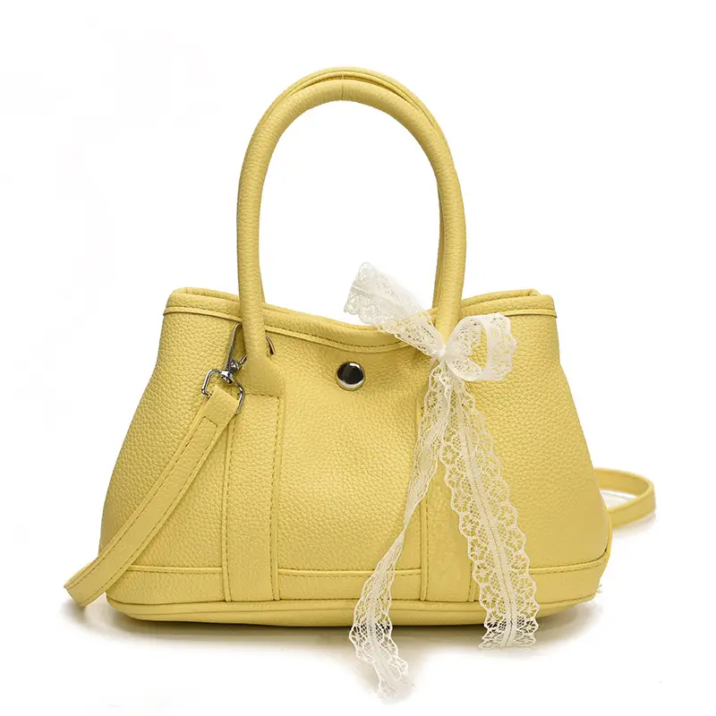 Women's Yellow Leather Bucket Bag Set 2025 Fashion - Image 3