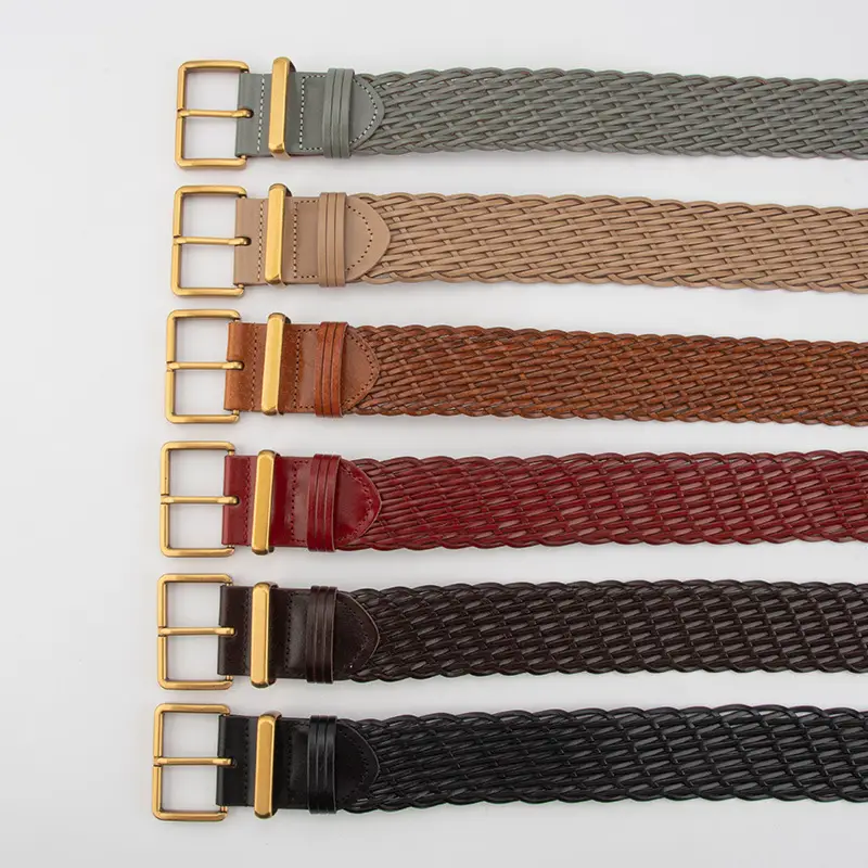 Woven Ladies Waist Belt Brown Pin Buckle Wholesale - Image 8