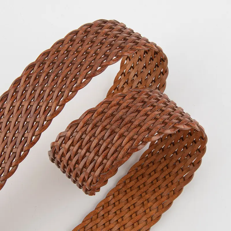 Woven Ladies Waist Belt Brown Pin Buckle Wholesale - Image 10
