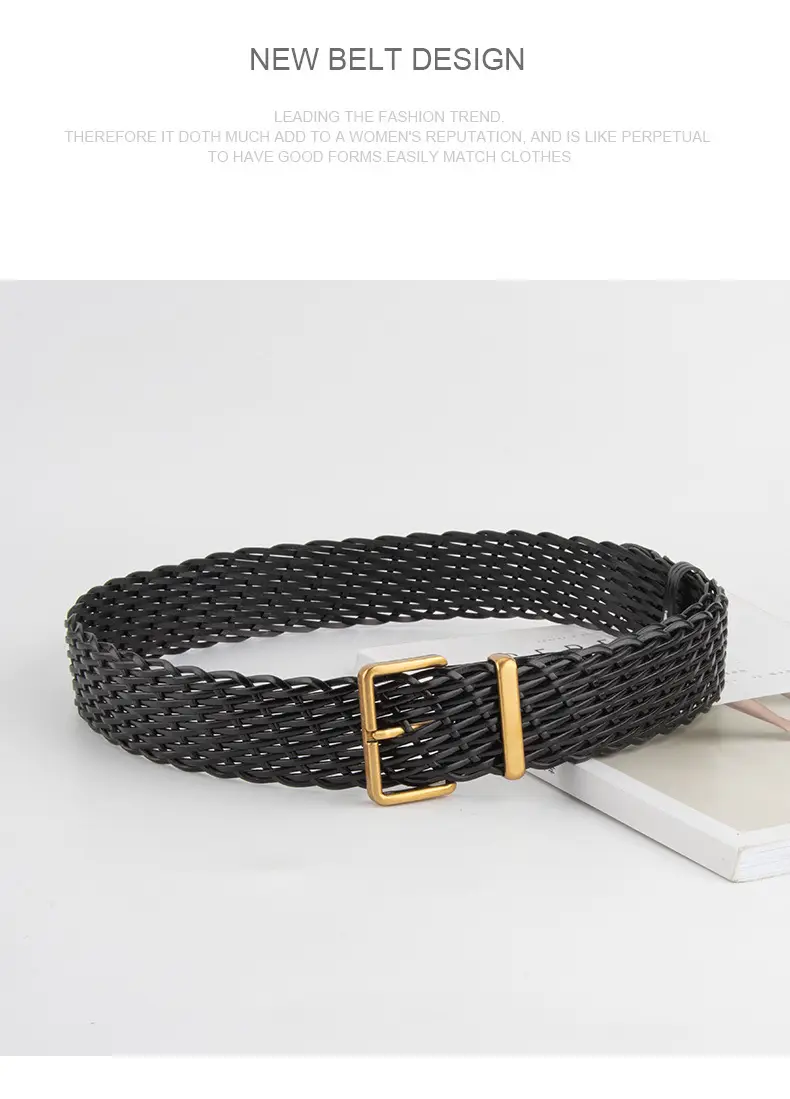 Woven Ladies Waist Belt Brown Pin Buckle Wholesale — feature 12