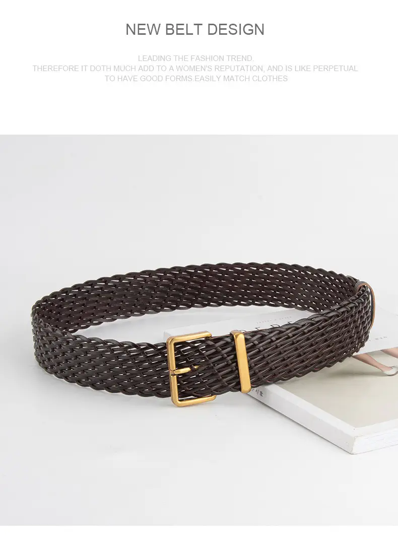 Woven Ladies Waist Belt Brown Pin Buckle Wholesale — feature 13