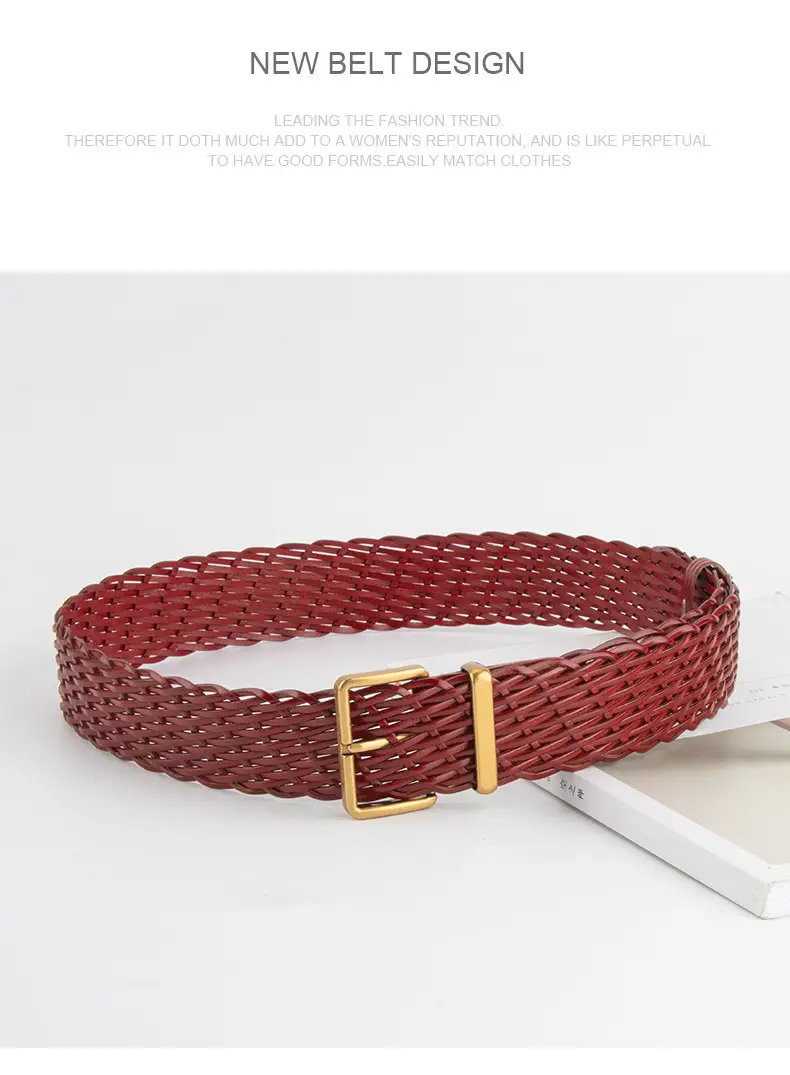 Woven Ladies Waist Belt Brown Pin Buckle Wholesale — feature 15
