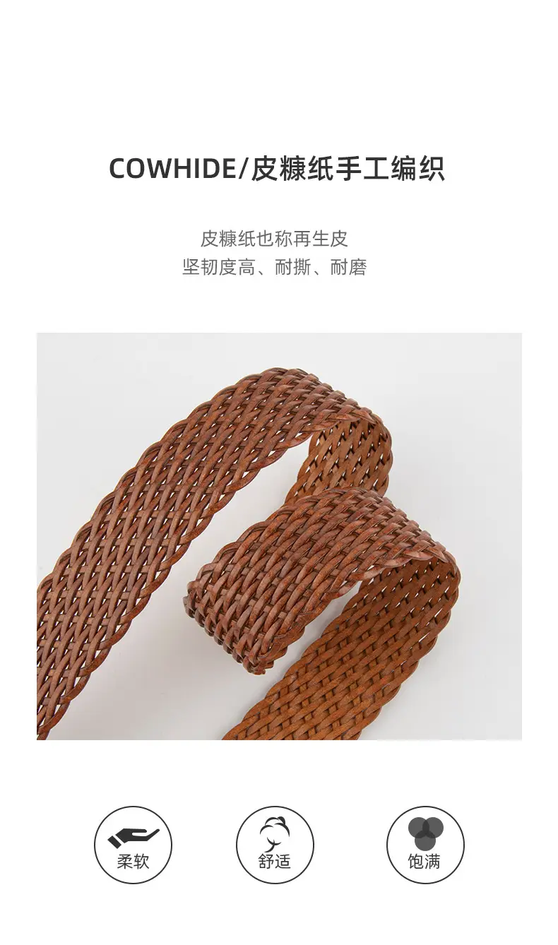 Woven Ladies Waist Belt Brown Pin Buckle Wholesale — feature 5