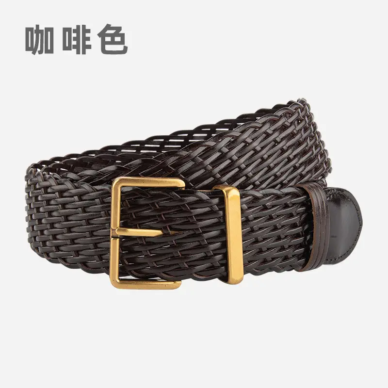 Woven Ladies Waist Belt Brown Pin Buckle Wholesale - Image 3