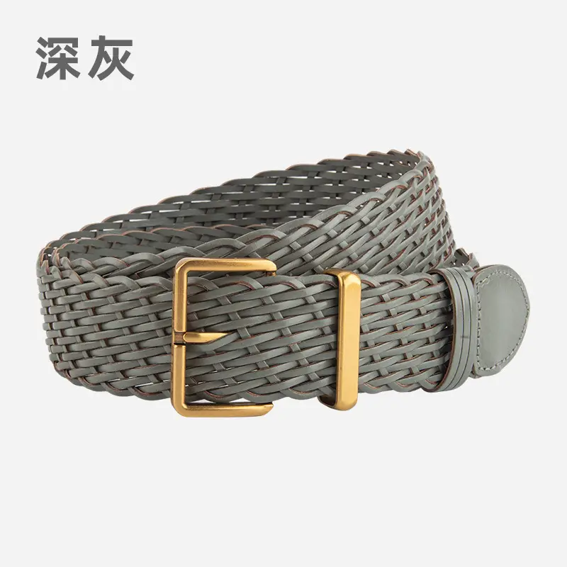Woven Ladies Waist Belt Brown Pin Buckle Wholesale - Image 4