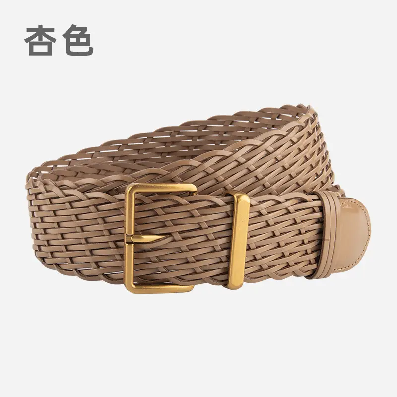 Woven Ladies Waist Belt Brown Pin Buckle Wholesale - Image 5
