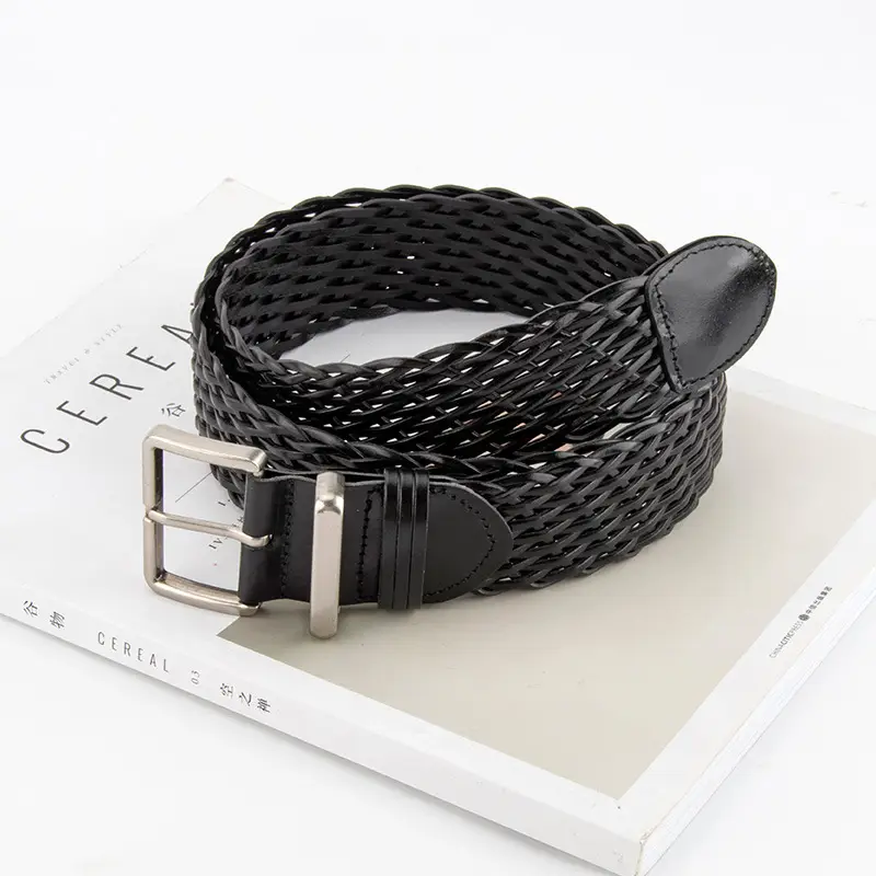 Woven Women's Belt Coffee Color Retro Style - Image 9