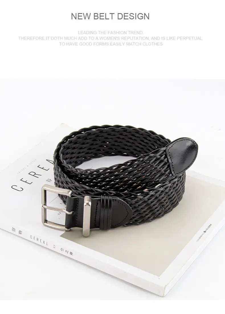 Woven Women's Belt Coffee Color Retro Style — feature 10