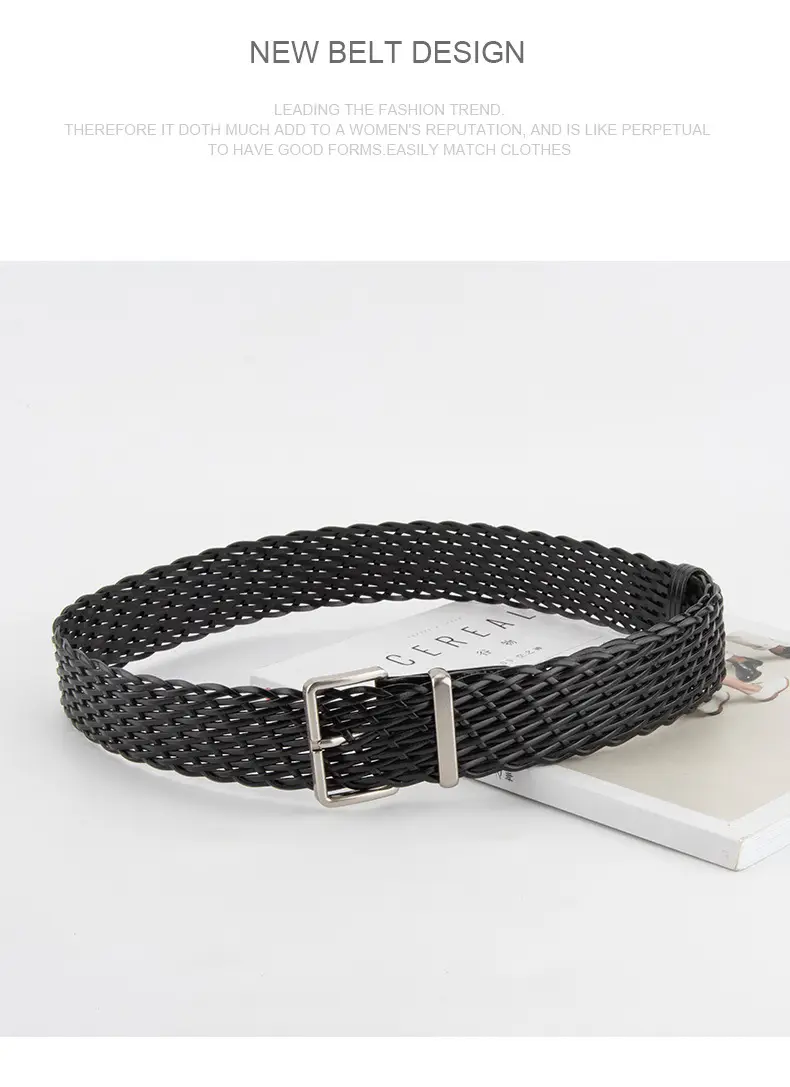 Woven Women's Belt Coffee Color Retro Style — feature 11