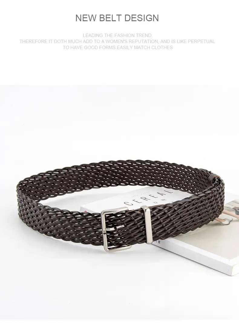 Woven Women's Belt Coffee Color Retro Style — feature 12